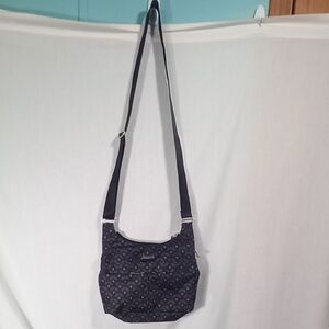 Baggallini Black Gray Geometric Pattern Cross Over Crossbody Bag